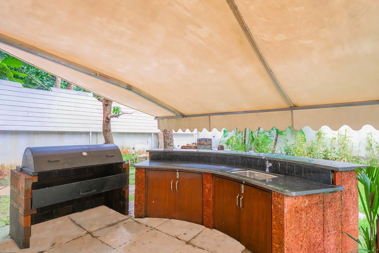 BBQ station under a canopy
